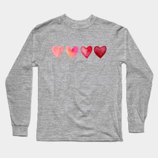 Watercolor Hearts Long Sleeve T-Shirt